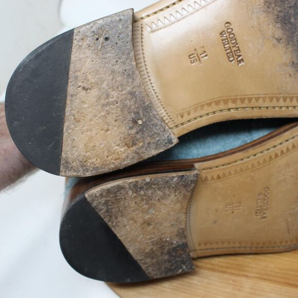 Blackstock & Weber Shoes Mens 11 Ellis Penny Loafers Blue Suede Goodyear Welted - Picture 7 of 11